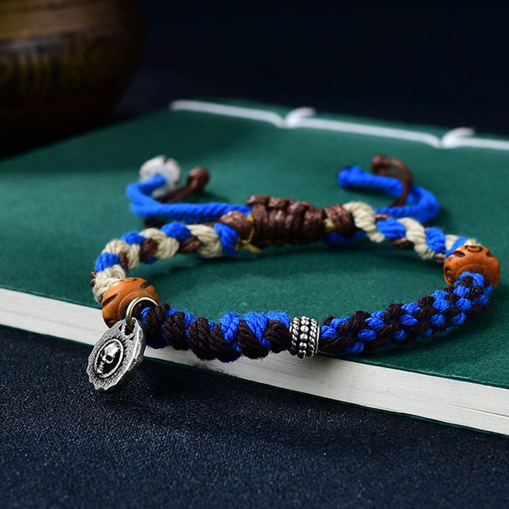 Bracelet porte-bonheur tibétain en Buddha Stones tissé à la main avec cordon Garuda