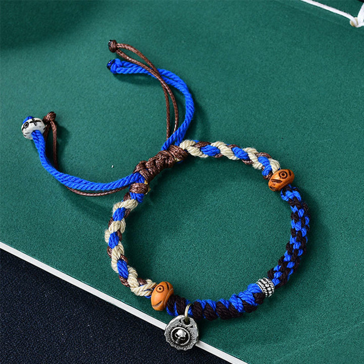 Bracelet porte-bonheur tibétain en Buddha Stones tissé à la main avec cordon Garuda