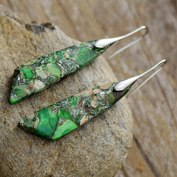 Boucles d'oreilles anti-stress en cristal géométrique en pierre naturelle de l'empereur Buddha Stones