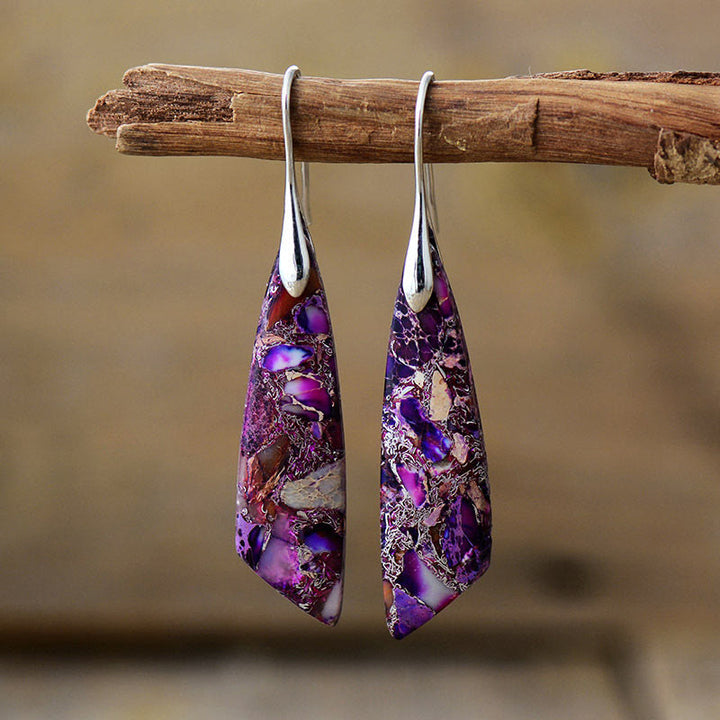 Boucles d'oreilles anti-stress en cristal géométrique en pierre naturelle de l'empereur Buddha Stones
