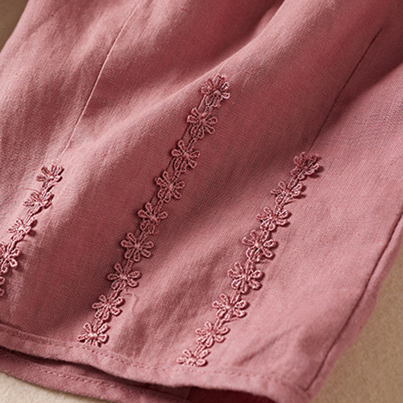 Pantalon sarouel d'été brodé de petites fleurs avec poches et Buddha Stones - image 16