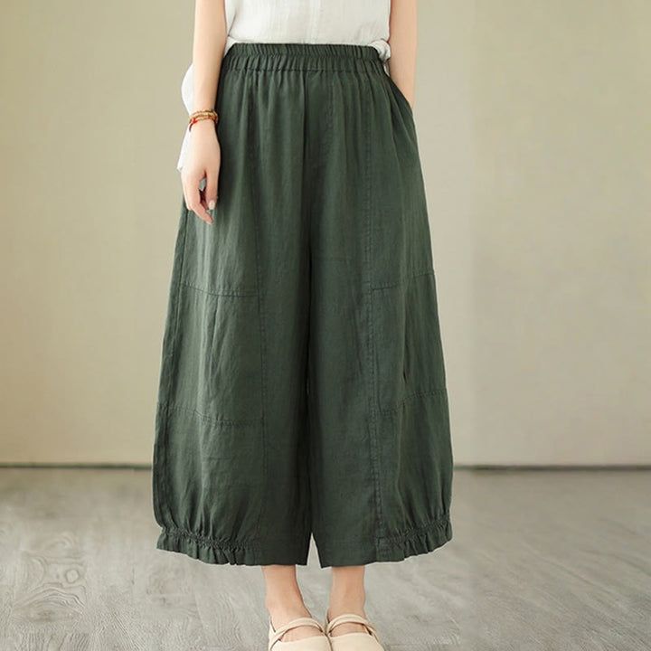 Pantalon court ample en coton avec poches pour femme, style décontracté et vintage, style Buddha Stones