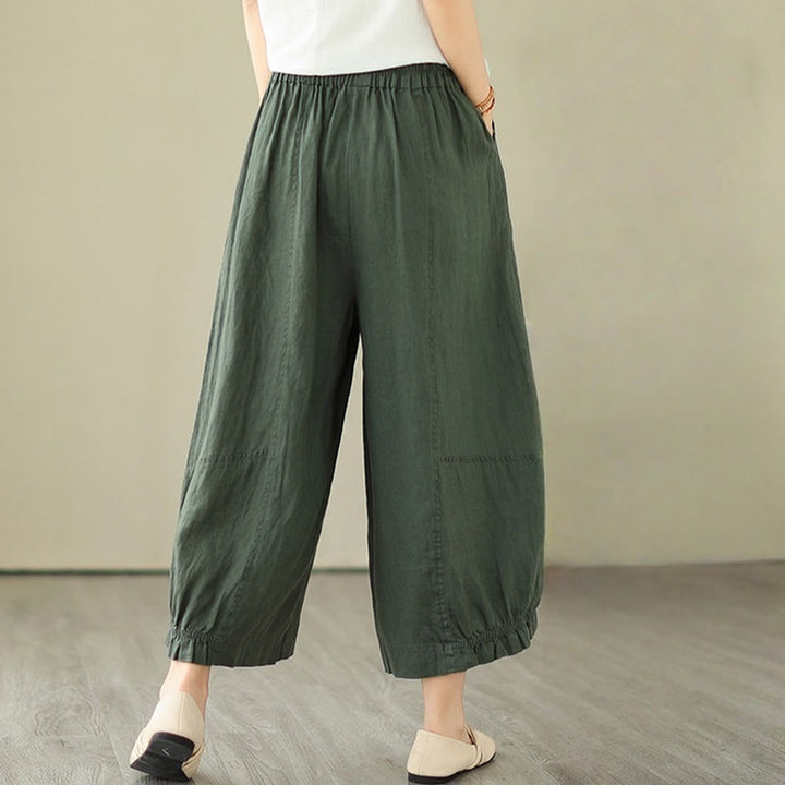Pantalon court ample en coton avec poches pour femme, style décontracté et vintage, style Buddha Stones