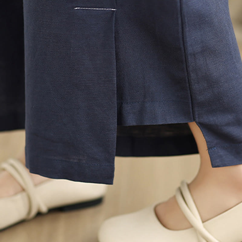 Pantalon large décontracté en coton et lin pour femme, Buddha Stones printemps - image 8