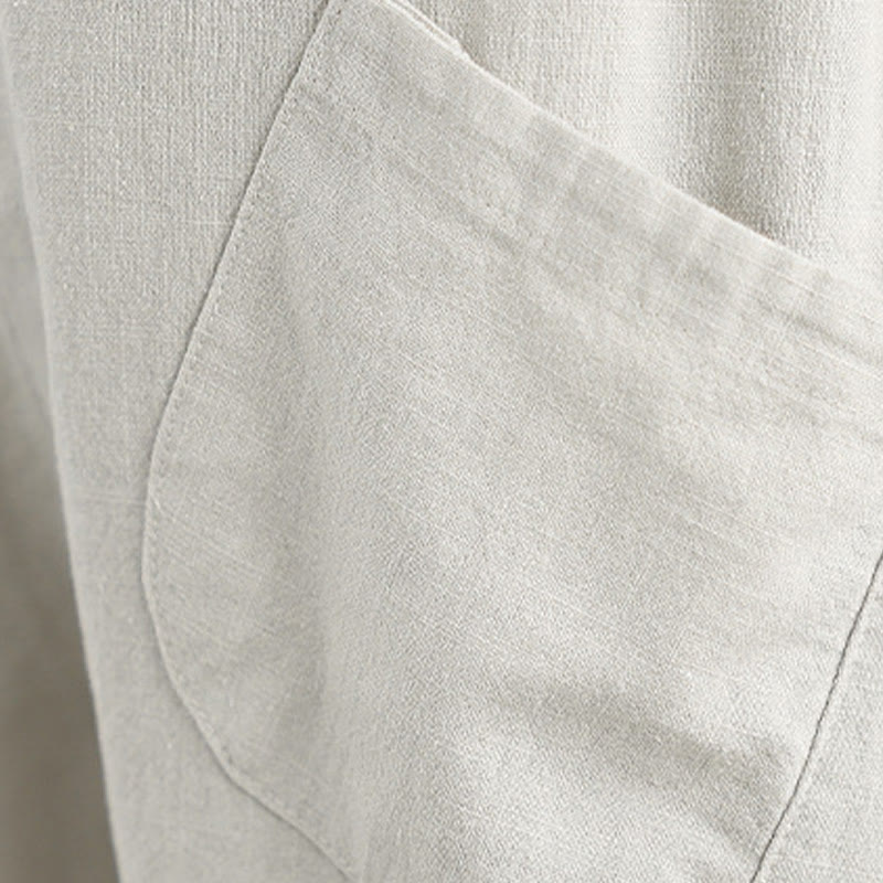 Pantalon sarouel décontracté en coton et lin pour femme avec poches, longueur 7-8, motif Buddha Stones, printemps