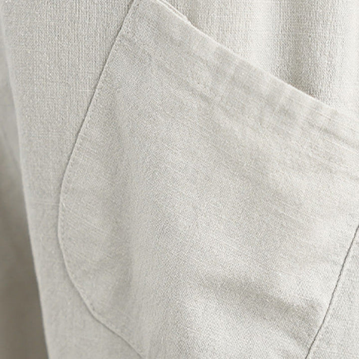 Pantalon sarouel décontracté en coton et lin pour femme avec poches, longueur 7-8, motif Buddha Stones, printemps