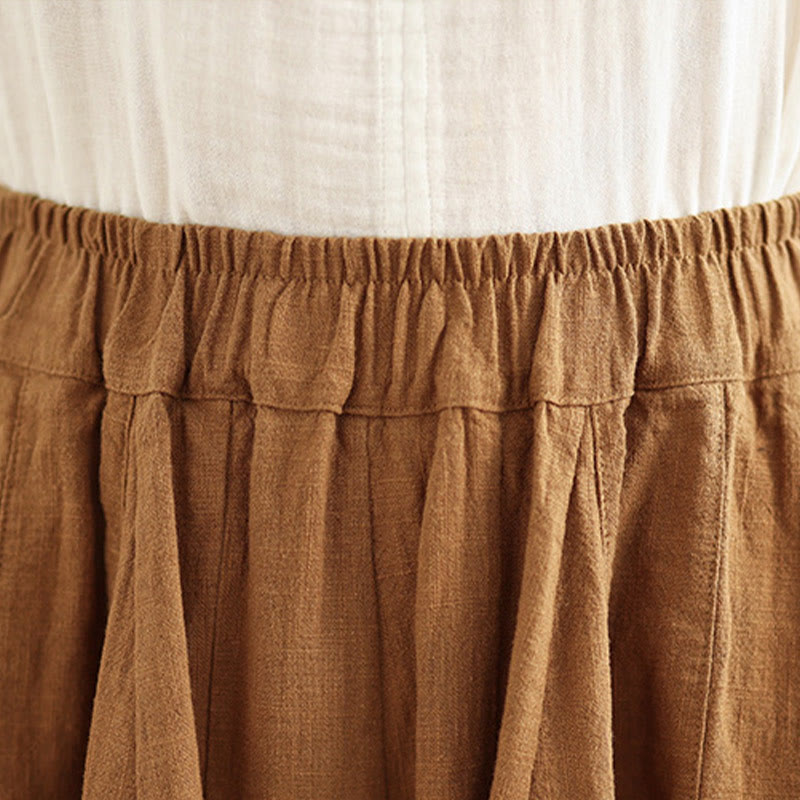 Pantalon large en coton et lin pour femme, avec poches, motif lanterne vintage et patchwork de Buddha Stones - image 8