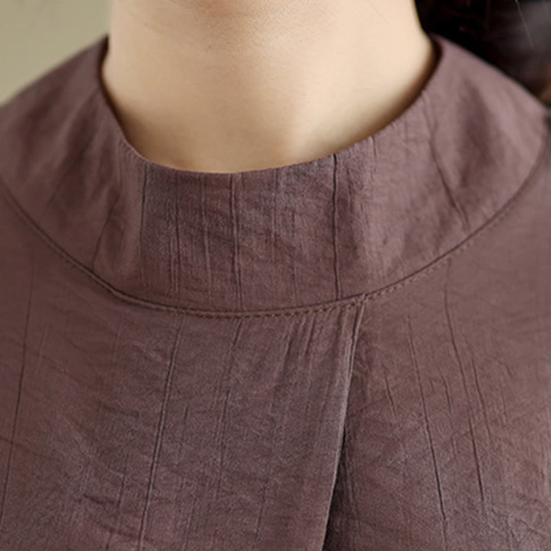 Gilet Buddha Stones manches décontracté en coton et lin avec col montant et boutons dans le dos pour femme - image 7