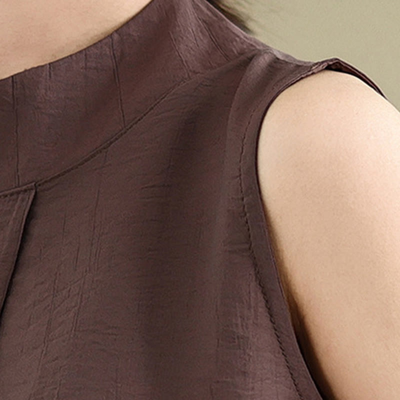 Gilet Buddha Stones manches décontracté en coton et lin avec col montant et boutons dans le dos pour femme - image 8