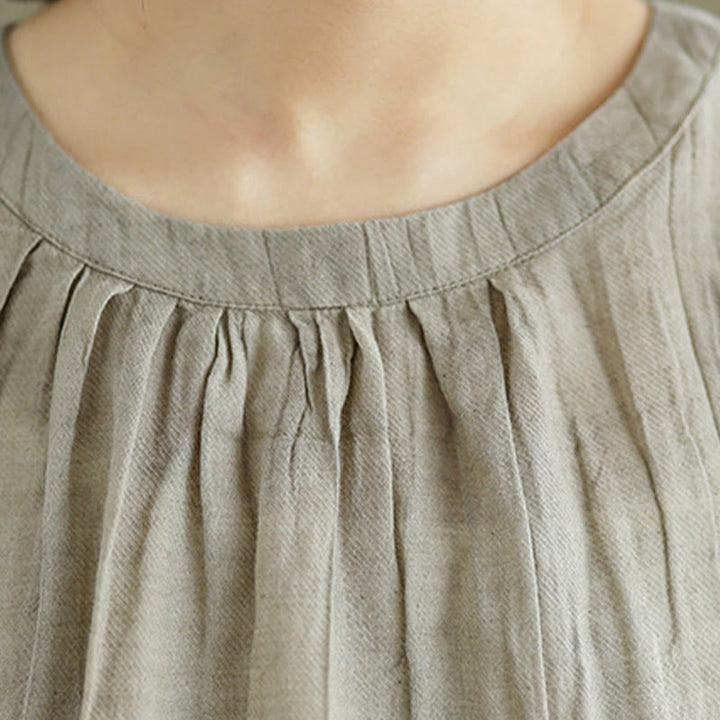 Gilet sans manches en coton et lin pour femme, col ras du cou, simple et élégant, motif Buddha Stones , été - image 5