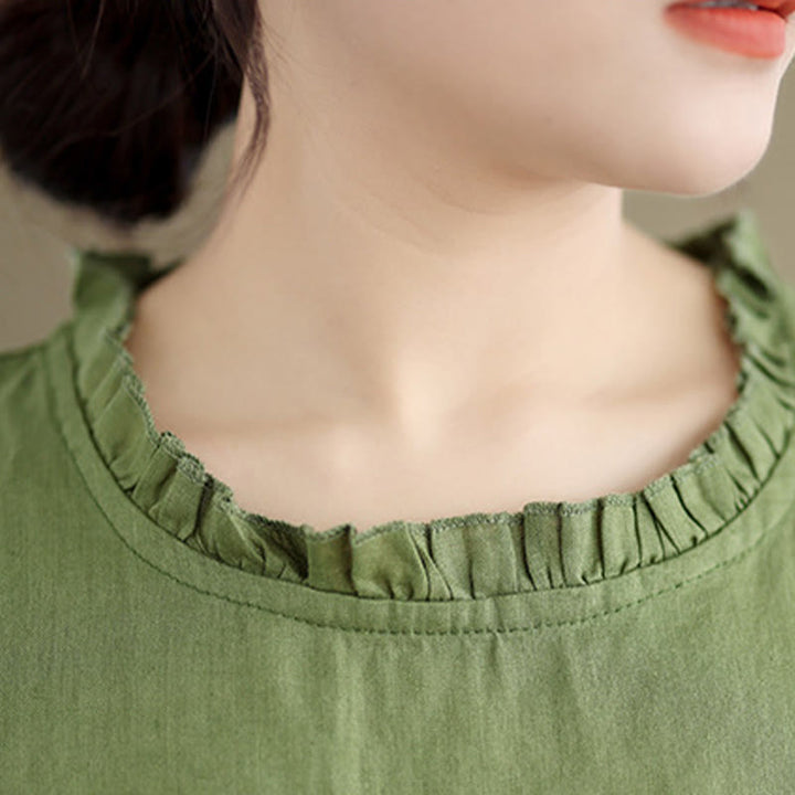 Gilet d'été sans manches en coton et lin avec cordon de serrage et motif Buddha Stones pour femme - image 7