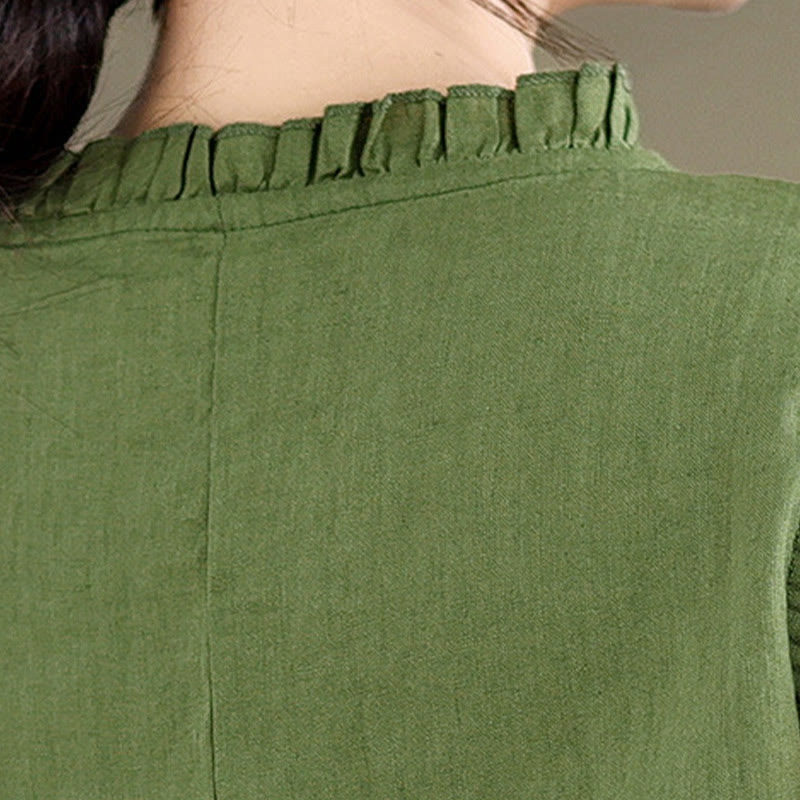 Gilet d'été sans manches en coton et lin avec cordon de serrage et motif Buddha Stones pour femme - image 9