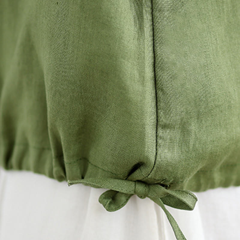 Gilet d'été sans manches en coton et lin avec cordon de serrage et motif Buddha Stones pour femme - image 10