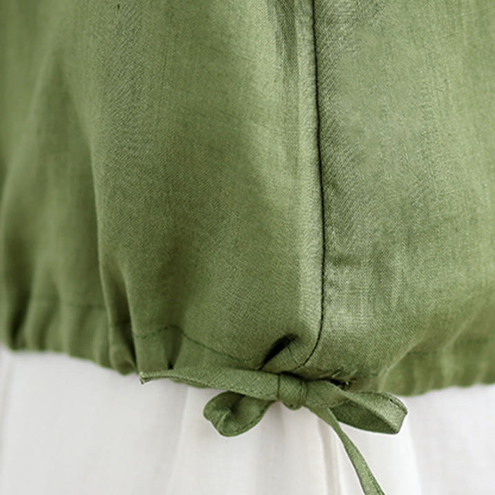 Gilet d'été sans manches en coton et lin avec cordon de serrage et motif Buddha Stones pour femme - image 10