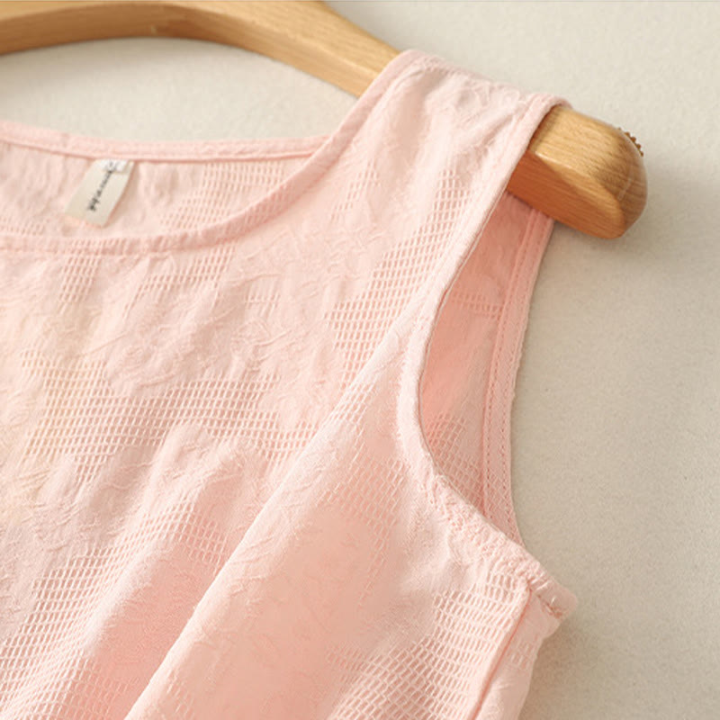 Gilet d'été sans manches en coton et lin pour femme, couleur unie, motif Buddha Stones - image 7