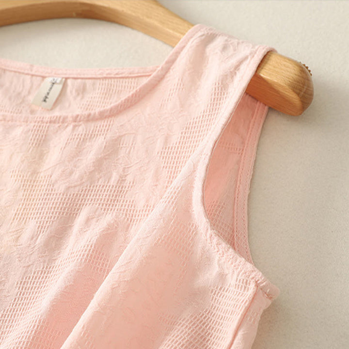 Gilet d'été sans manches en coton et lin pour femme, couleur unie, motif Buddha Stones - image 7