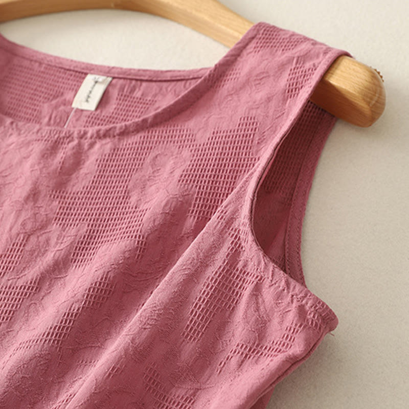 Gilet d'été sans manches en coton et lin pour femme, couleur unie, motif Buddha Stones - image 14