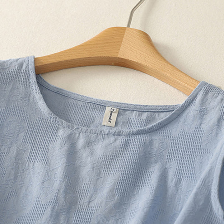 Gilet d'été sans manches en coton et lin pour femme, couleur unie, motif Buddha Stones - image 1