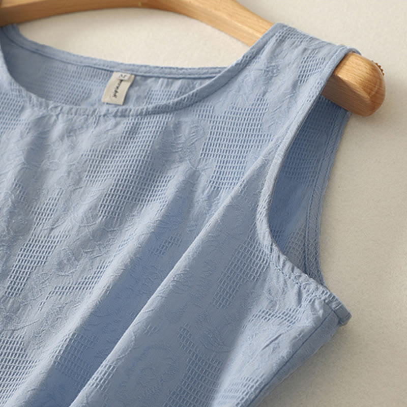 Gilet d'été sans manches en coton et lin pour femme, couleur unie, motif Buddha Stones - image 2