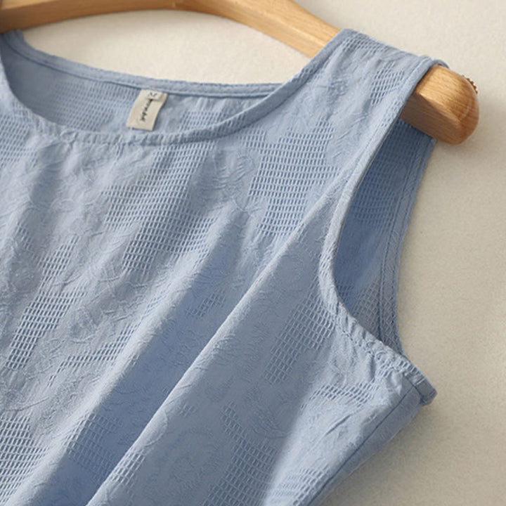 Gilet d'été sans manches en coton et lin pour femme, couleur unie, motif Buddha Stones - image 2