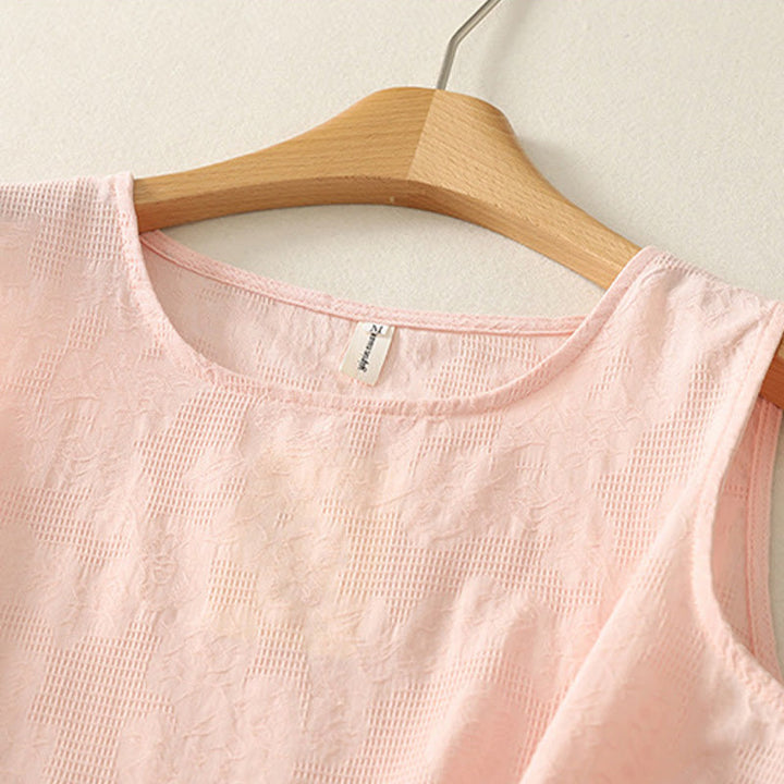 Gilet d'été sans manches en coton et lin pour femme, couleur unie, motif Buddha Stones - image 6