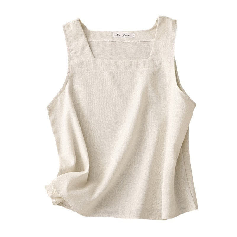 Gilet d'été sans manches en coton et lin à col carré pour femme avec Buddha Stones - image 10