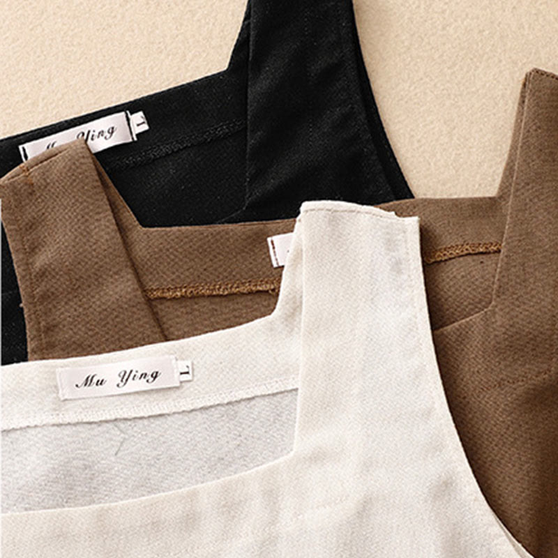 Gilet d'été sans manches en coton et lin à col carré pour femme avec Buddha Stones - image 14