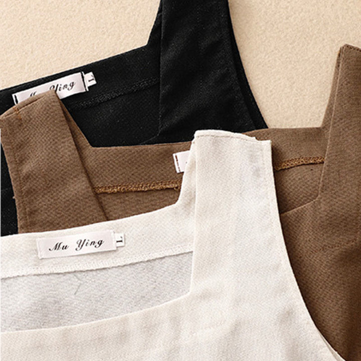 Gilet d'été sans manches en coton et lin à col carré pour femme avec Buddha Stones - image 14