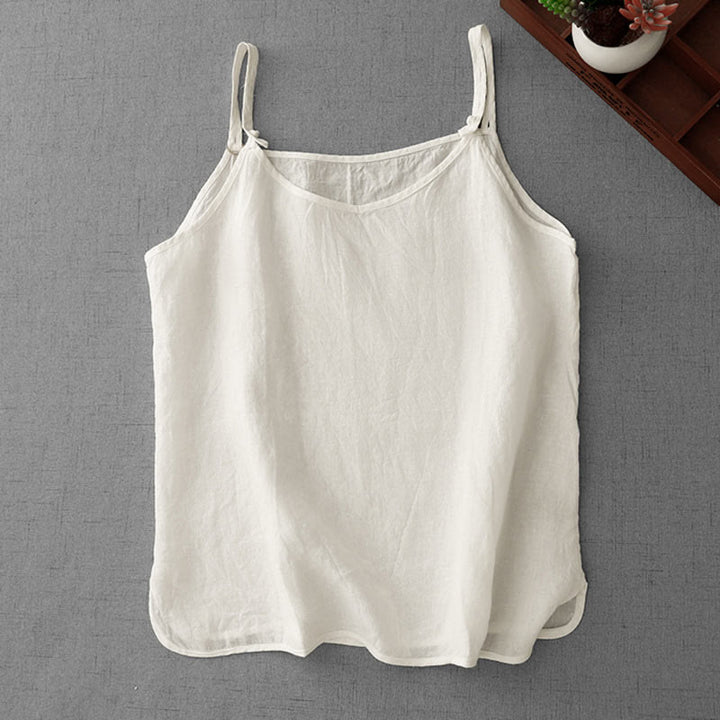 Gilet d'été en coton et lin pour femme, uni, avec bretelles réglables, motif Buddha Stones - image 7