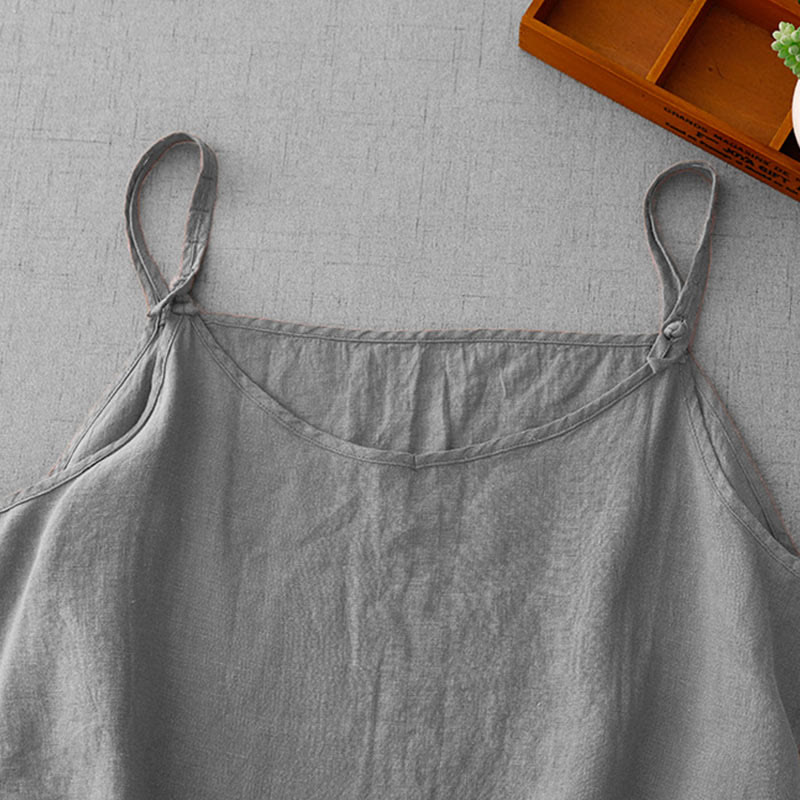 Gilet d'été en coton et lin pour femme, uni, avec bretelles réglables, motif Buddha Stones - image 15