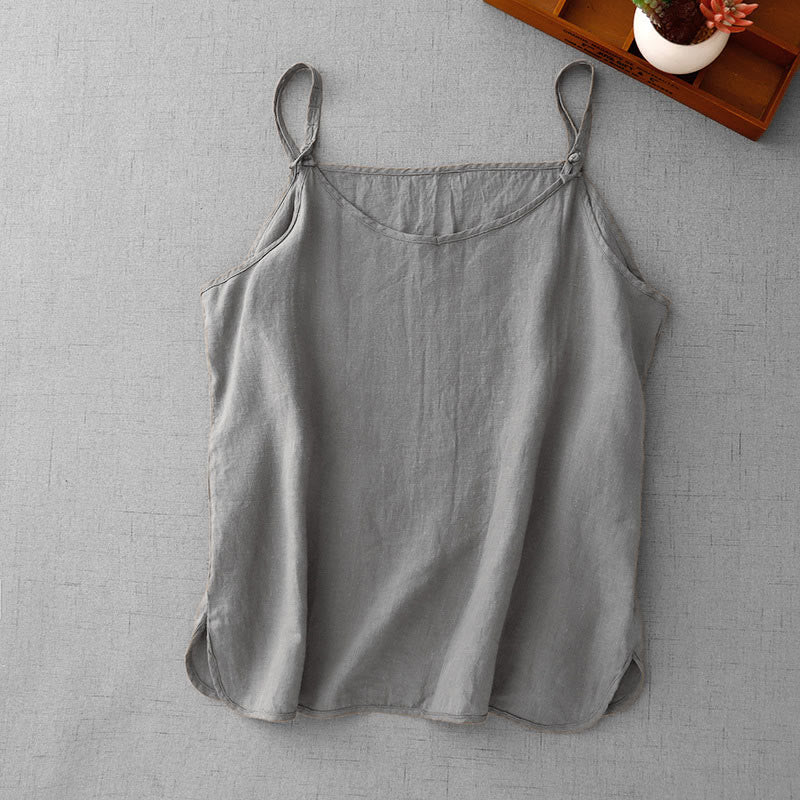Gilet d'été en coton et lin pour femme, uni, avec bretelles réglables, motif Buddha Stones - image 14