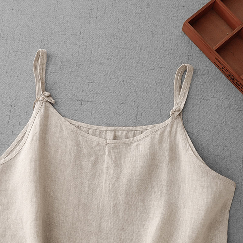 Gilet d'été en coton et lin pour femme, uni, avec bretelles réglables, motif Buddha Stones - image 1