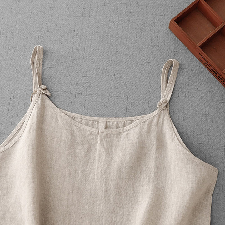 Gilet d'été en coton et lin pour femme, uni, avec bretelles réglables, motif Buddha Stones - image 1