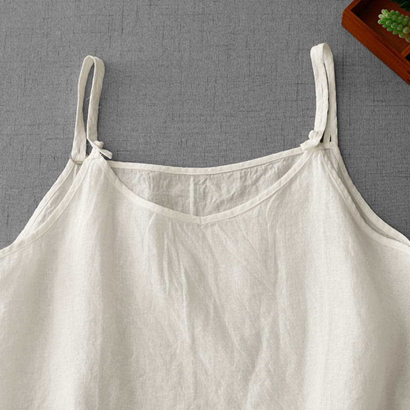 Gilet d'été en coton et lin pour femme, uni, avec bretelles réglables, motif Buddha Stones - image 8