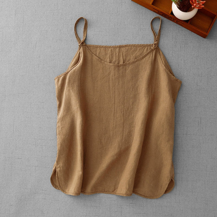 Gilet d'été en coton et lin pour femme, uni, avec bretelles réglables, motif Buddha Stones - image 20