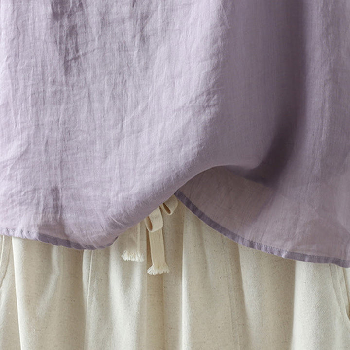 Gilet sans manches en coton à col en V et Buddha Stones vintage pour femme - image 15