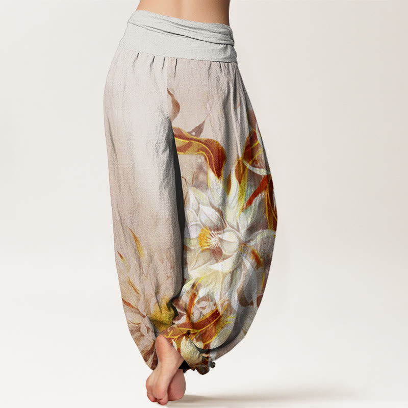 Pantalon sarouel à taille élastique pour femme, motif fleurs d'épiphyllum et Buddha Stones - image 5