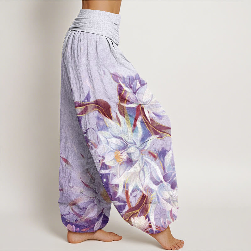 Pantalon sarouel à taille élastique pour femme, motif fleurs d'épiphyllum et Buddha Stones - image 9