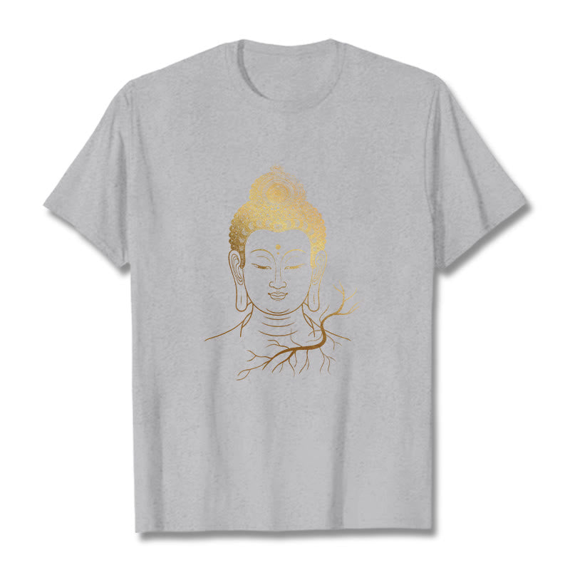 T-shirt Tête de Buddha Stones de Bouddha et Méditation Dorée - Gris clair - 2XL - image 19