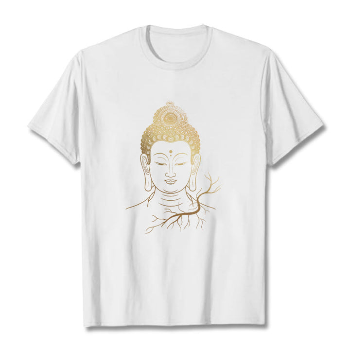 T-shirt Tête de Buddha Stones de Bouddha et Méditation Dorée - Blanc - 2XL - image 5