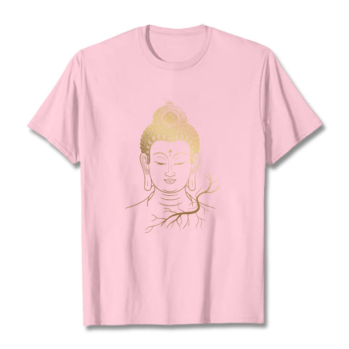 T-shirt Tête de Buddha Stones de Bouddha et Méditation Dorée - Rose clair - 2XL - image 12