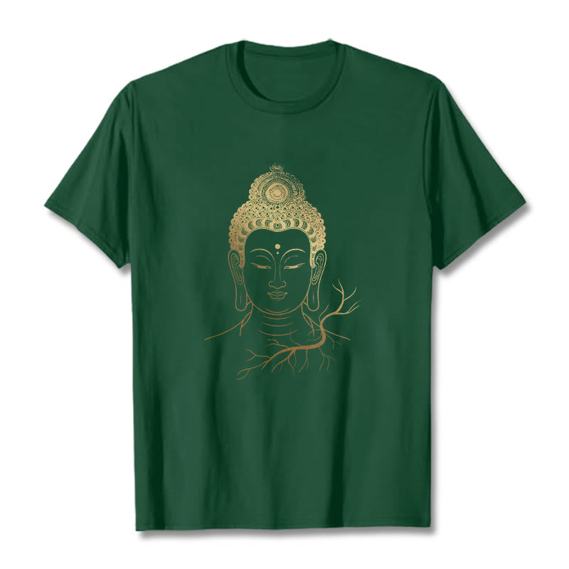 T-shirt Tête de Buddha Stones de Bouddha et Méditation Dorée - Vert forêt - 2XL - image 10