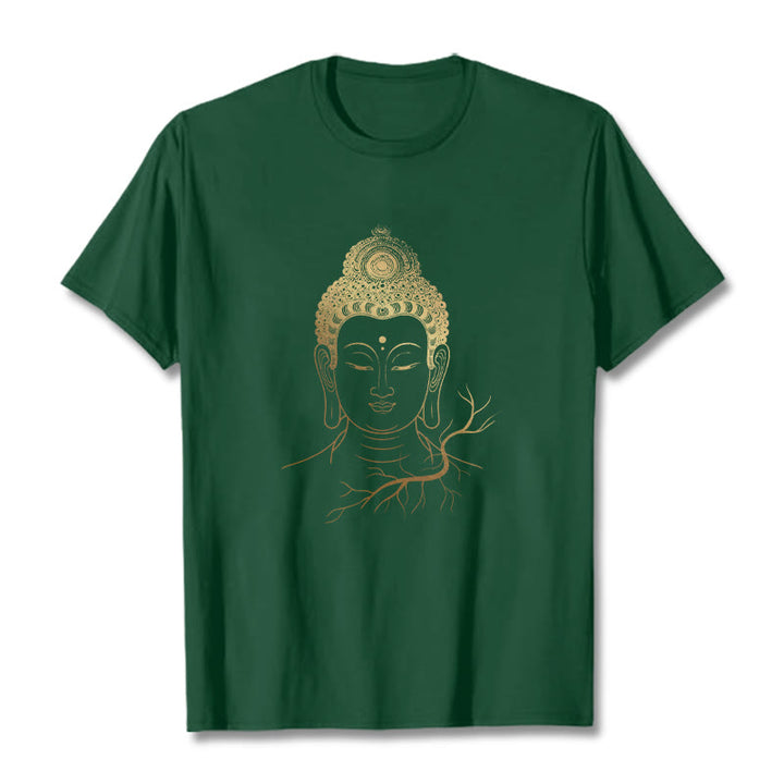 T-shirt Tête de Buddha Stones de Bouddha et Méditation Dorée - Forêt Verte - 2XL - image 11