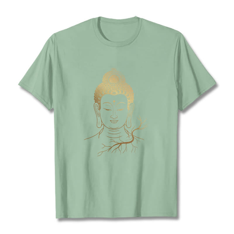T-shirt Tête de Buddha Stones de Bouddha et Méditation Dorée - Vert pâle - 2XL - image 14