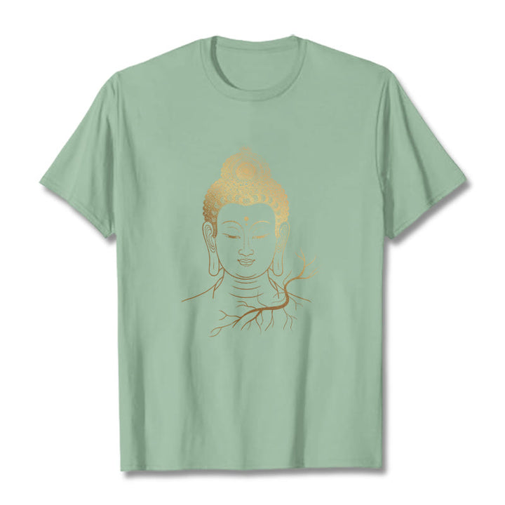 T-shirt Tête de Buddha Stones de Bouddha et Méditation Dorée - Vert pâle - 2XL - image 14