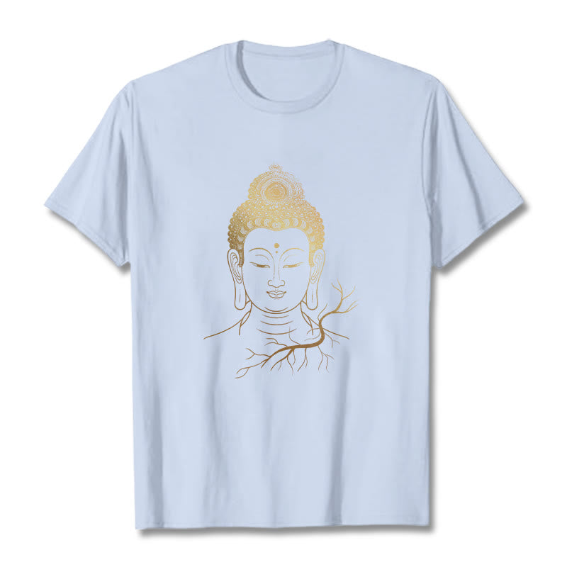 T-shirt Tête de Buddha Stones de Bouddha et Méditation Dorée - Cyan clair - 2XL - image 19