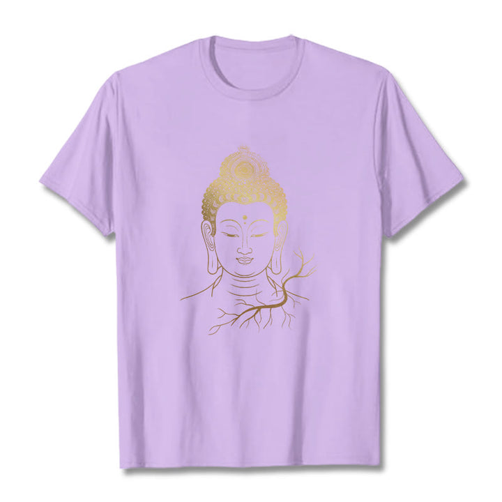 T-shirt Tête de Buddha Stones de Bouddha et Méditation Dorée - Prune - 2XL - image 17