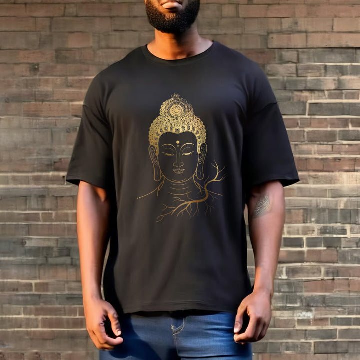 T-shirt Tête de Buddha Stones de Bouddha et Méditation Dorée - image 3