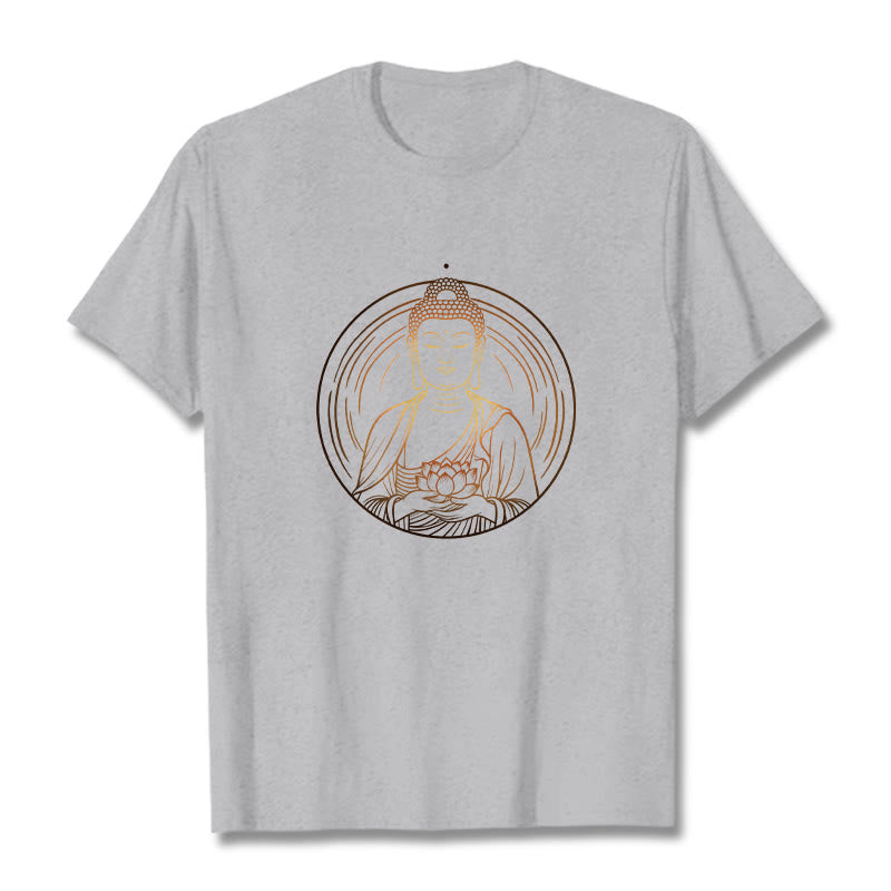 T-shirt Bouddha doré tenant une fleur de lotus Buddha Stones - Gris clair - 2XL - image 19