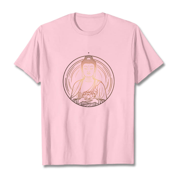 T-shirt Bouddha doré tenant une fleur de lotus Buddha Stones - Rose clair - 2XL - image 12